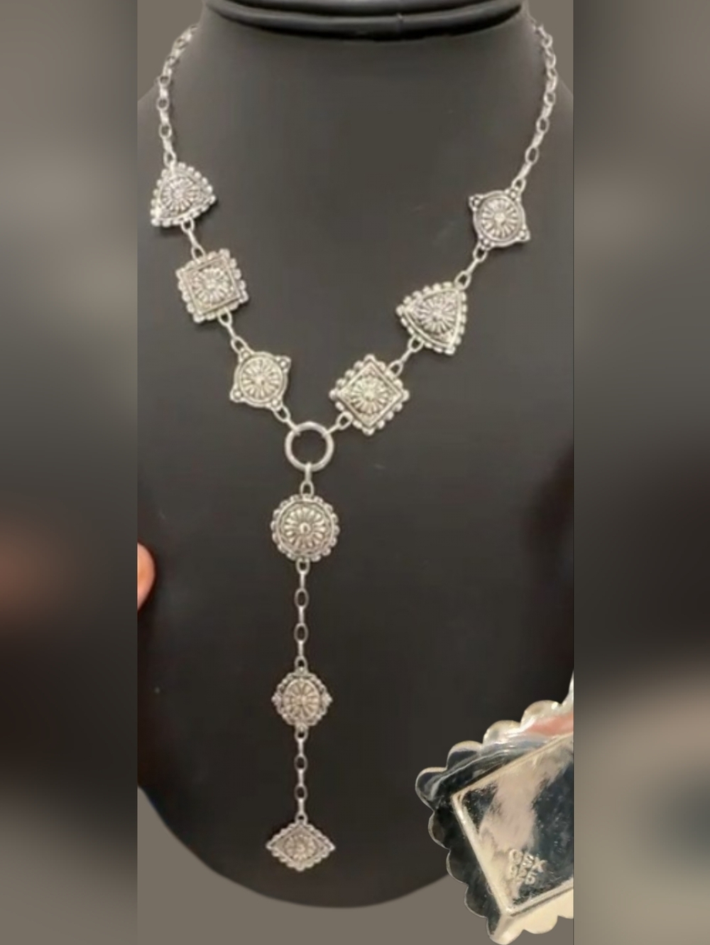 18 Inch 925 Sterling Silver Medallion Y-Necklace